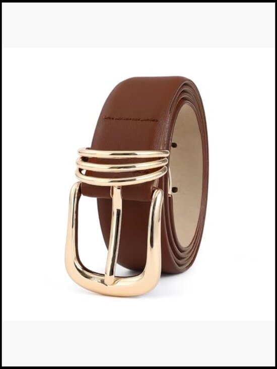 Faux Leather Belt with Gold Buckle Fashion Casual Belt for Jeans main image 5